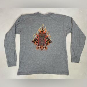 VINTAGE 17th St Surf Shop Graphic T-shirt Men Large Gray Long Sleeve USA 90s